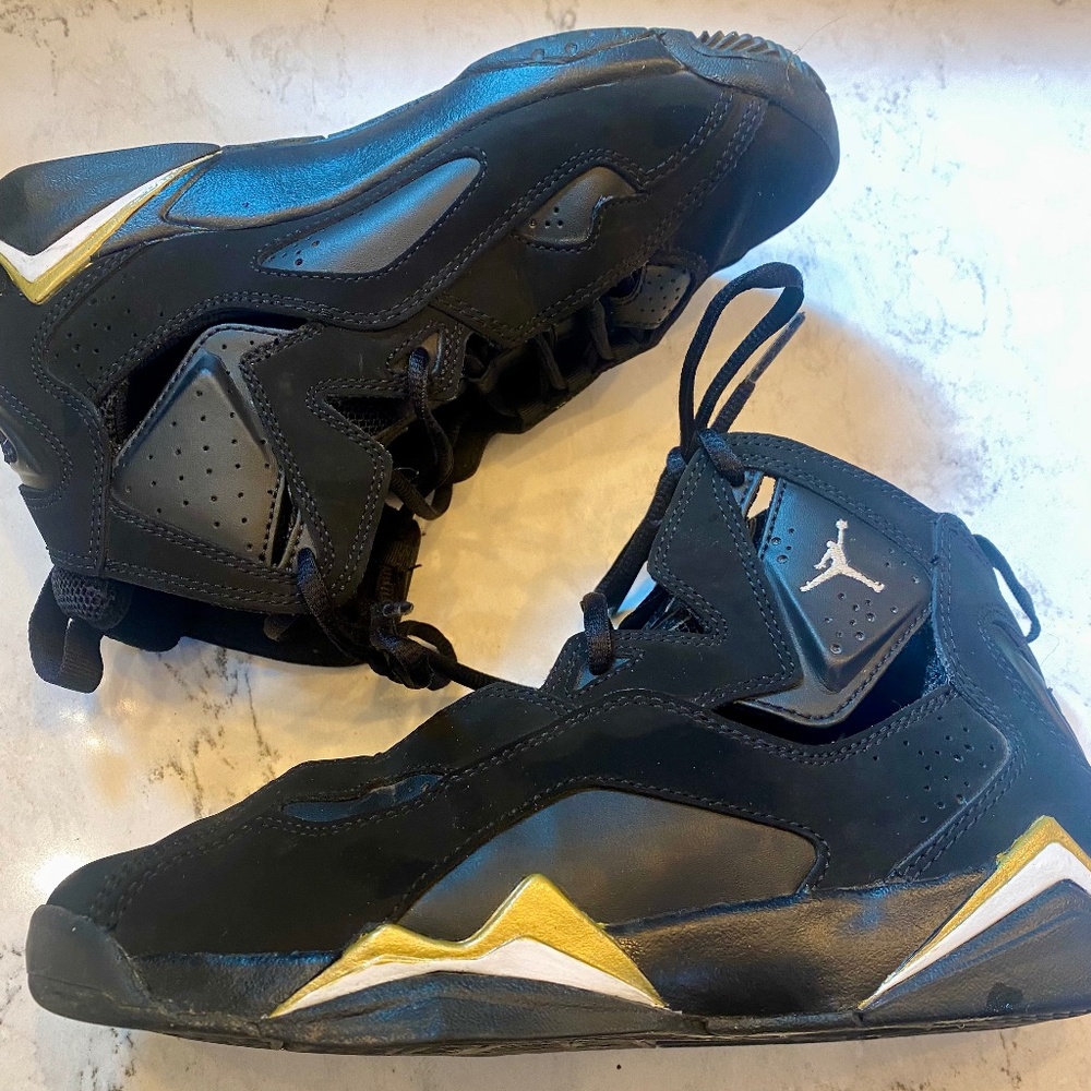 Nike Jordan True Flight Big Kid High Top Sneakers, Black/White/Gold, Size 5y